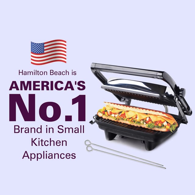 Panini Maker with 2 FREE Skewers(1400W), Multipurpose Usage - Sandwich Maker, Griller,Make Pizza, Burger, Grilled Chicken, Tikkas, Wraps, Grill Sandwich Maker, Electric Griller