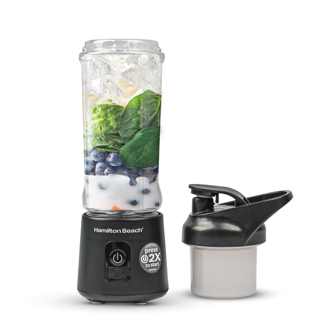 Hamilton Beach Portable Blender with Sipper Lid + Blade Guard, Portable Juicer, Smoothie Maker Blender, 450ml Food Grade Tritan Jar, Travel Blender for Smoothies, Milkshakes, Protein Shakes (Black)