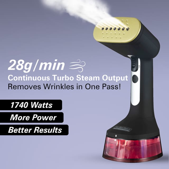 Professional Garment Steamer, Steam Iron for Clothes, 1740Watt Fast Heat Up, Turbo Steam Mode, Detachable Fabric Brush, Large 300ml Water Tank, Ergonomic Handle, 2m Cord, Red