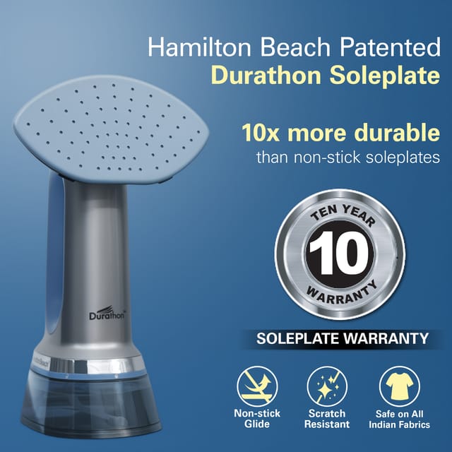 Hamilton Beach Patented Durathon 3-in-1 Garment Steamer, 10 year Soleplate warranty, Garment Steamer for Clothes, Steam Iron & Dry Iron for Clothes, One-Touch High/Medium/Delicate, Auto Shut off