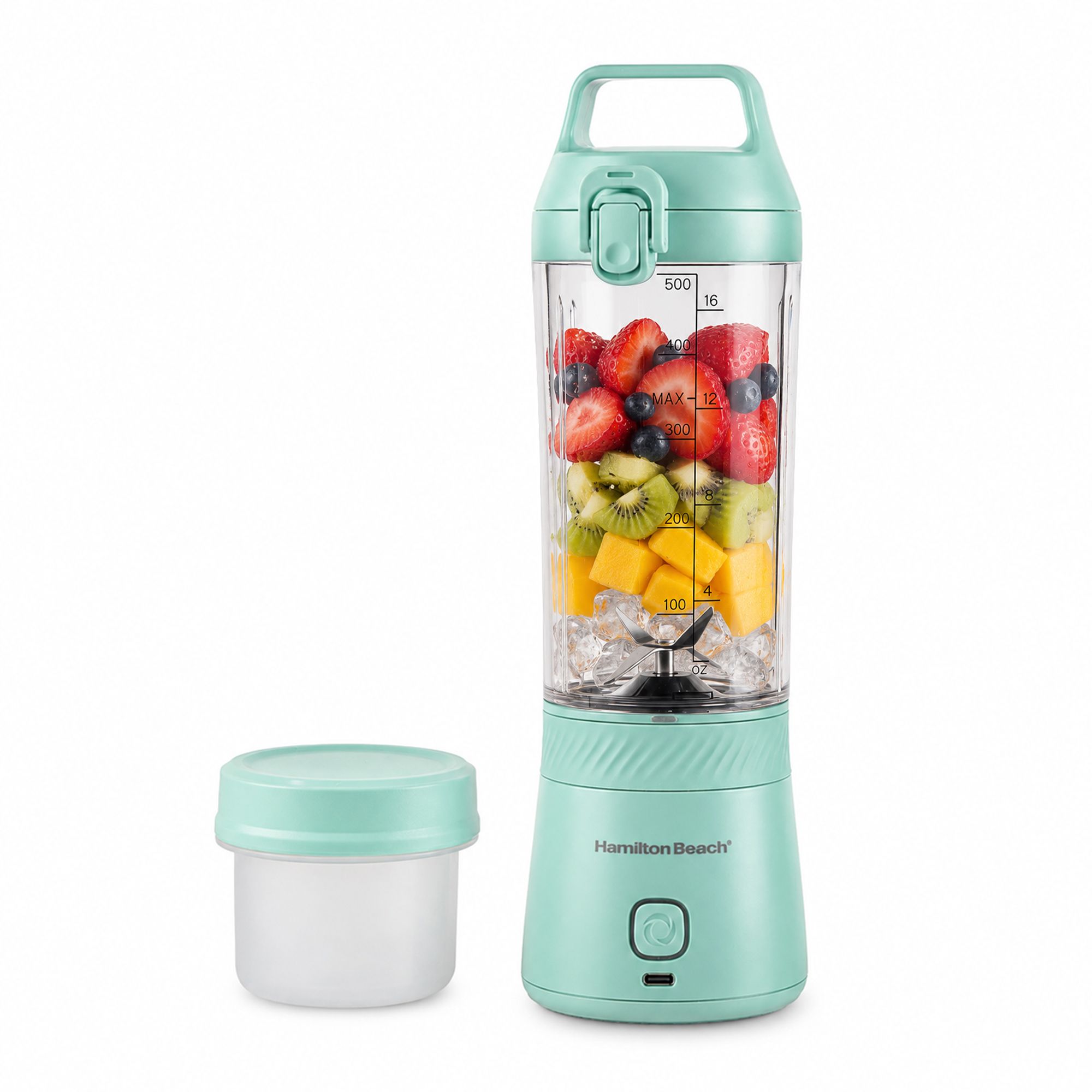 Hamilton Beach Portable Blender, 500ml BPA Free Jar, Blender for Smoothies (aqua)