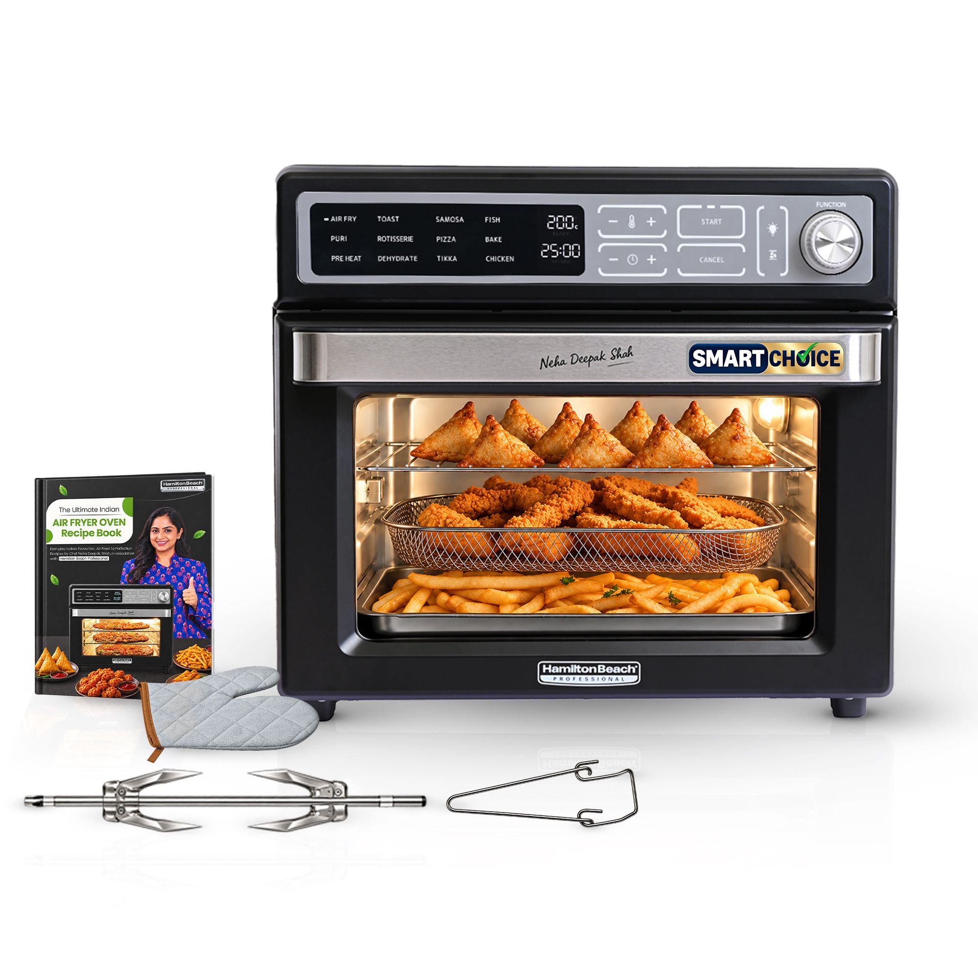 Hamilton Beach Smartchoice Air Fryer Oven 25L| 6 -IN-1 AIR FRYER OVEN| 12 Preset | 1700W power | Digital Display | Black